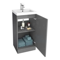 Apollo2 405mm Gloss Grey Floor Standing Vanity Unit -Cloakroom Vanity Units Shop AP2GFS4 d1 460