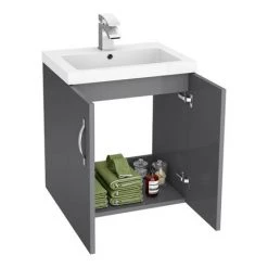 Apollo2 505mm Gloss Grey Wall Hung Vanity Unit 5 Apollo2 505mm Gloss Grey Wall Hung Vanity Unit -Cloakroom Vanity Units Shop AP2GWH5 d1 460