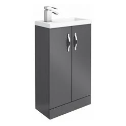 Apollo2 505mm Gloss Grey Compact Floor Standing Vanity Unit