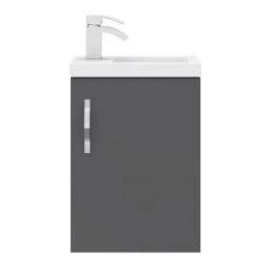 Apollo2 405mm Gloss Grey Compact Wall Hung Vanity Unit -Cloakroom Vanity Units Shop APC2GWH4 n d1 460