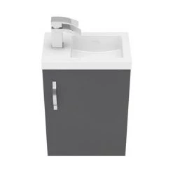 Apollo2 405mm Gloss Grey Compact Wall Hung Vanity Unit -Cloakroom Vanity Units Shop APC2GWH4 n d2 460