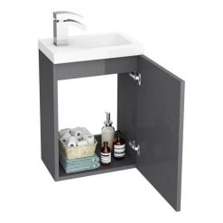 Apollo2 405mm Gloss Grey Compact Wall Hung Vanity Unit -Cloakroom Vanity Units Shop APC2GWH4 nd1 460