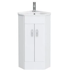 Alaska Corner Vanity Unit - Gloss White - 590mm with Chrome Handles -Cloakroom Vanity Units Shop AV001 ND1 460