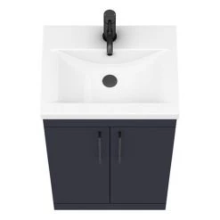 Arezzo 500 Matt Blue Floor Standing Vanity Unit with Matt Black Handles -Cloakroom Vanity Units Shop AZB5FSVBK D5 460