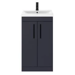 Arezzo 500 Matt Blue Floor Standing Vanity Unit with Matt Black Handles -Cloakroom Vanity Units Shop AZB5FSVBK d3 460