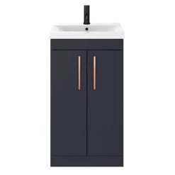 Arezzo 500 Matt Blue Floor Standing Vanity Unit with Rose Gold Handles 6 Arezzo 500 Matt Blue Floor Standing Vanity Unit with Rose Gold Handles -Cloakroom Vanity Units Shop AZB5FSVRG d2 460