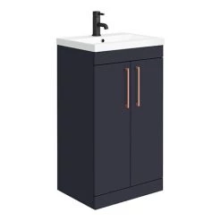 Arezzo 500 Matt Blue Floor Standing Vanity Unit with Rose Gold Handles