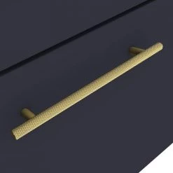 Arezzo Wall Hung Vanity Unit - Matt Blue - 500mm with Industrial Style Brushed Brass Handle -Cloakroom Vanity Units Shop AZB5WHVBBIS d2 460