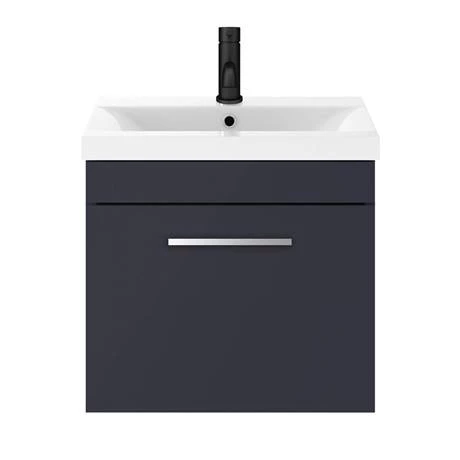 Arezzo 500 Matt Blue Wall Hung 1-Drawer Vanity Unit with Chrome Handle 4 Arezzo 500 Matt Blue Wall Hung 1-Drawer Vanity Unit with Chrome Handle - Image 4