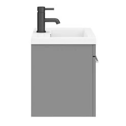 Arezzo 500 Matt Grey Wall Hung 1-Drawer Vanity Unit with Chrome Handle -Cloakroom Vanity Units Shop AZG5WHVCH d4 460