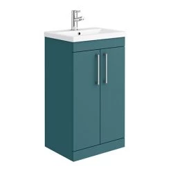 Arezzo 500 Matt Green Floor Standing Vanity Unit with Chrome Handles