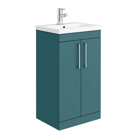 Arezzo 500 Matt Green Floor Standing Vanity Unit with Chrome Handles 1 Arezzo 500 Matt Green Floor Standing Vanity Unit with Chrome Handles