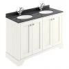 Bayswater Pointing White 1200mm 4 Door Vanity Unit & 1TH Black Marble Double Bowl Basin Top