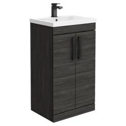 Brooklyn Black Vanity Unit - 500mm Wide with Matt Black Handles