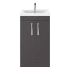 Brooklyn 500mm Gloss Grey Vanity Unit - Floor Standing 2 Door Unit -Cloakroom Vanity Units Shop BFS5GG d3 460
