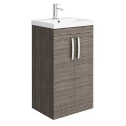 Brooklyn 500 Grey Avola Floor Standing Vanity Unit with Thin-Edge Basin