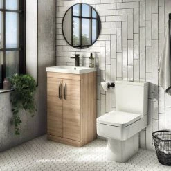 Brooklyn 500mm Natural Oak Vanity Unit - Floor Standing 2 Door Unit -Cloakroom Vanity Units Shop BFS5N d7 460