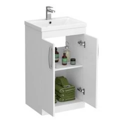 Brooklyn 500mm White Gloss Vanity Unit - Floor Standing 2 Door Unit -Cloakroom Vanity Units Shop BFS5WHT d1 460