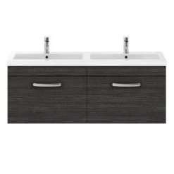 Brooklyn 1205mm Black Wall Hung Single 2 Double Basin Vanity Unit -Cloakroom Vanity Units Shop BWH12B1D d4 460