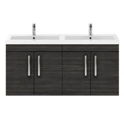 Brooklyn 1205mm Black Wall Hung 4 Door Double Basin Vanity Unit -Cloakroom Vanity Units Shop BWH12HB2D d3 460