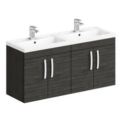 Brooklyn 1205mm Black Wall Hung 4 Door Double Basin Vanity Unit