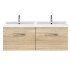 Brooklyn 1205mm Natural Oak Wall Hung 2 Drawer Double Basin Vanity Unit 9 Brooklyn 1205mm Natural Oak Wall Hung 2 Drawer Double Basin Vanity Unit -Cloakroom Vanity Units Shop BWH12N1D d3 460