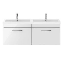 Brooklyn 1205mm Gloss White Wall Hung 2 Drawer Double Basin Vanity Unit -Cloakroom Vanity Units Shop BWH12W1D d3 460