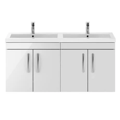 Brooklyn 1205mm Gloss White Wall Hung 4 Door Double Basin Vanity Unit 4 Brooklyn 1205mm Gloss White Wall Hung 4 Door Double Basin Vanity Unit - Image 4