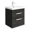 Brooklyn 500 Black Wall Hung 2 Drawer Vanity Unit with Thin-Edge Basin