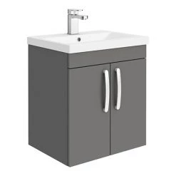 Brooklyn 500mm Gloss Grey 2 Door Wall Hung Vanity Unit
