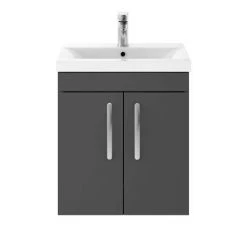 Brooklyn 500mm Gloss Grey 2 Door Wall Hung Vanity Unit -Cloakroom Vanity Units Shop BWH5GG d4 460