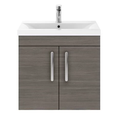 Brooklyn 600mm Grey Avola 2 Door Wall Hung Vanity Unit 5 Brooklyn 600mm Grey Avola 2 Door Wall Hung Vanity Unit - Image 5