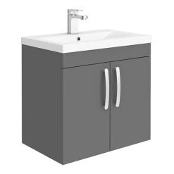 Brooklyn 600mm Gloss Grey 2 Door Wall Hung Vanity Unit