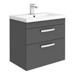 Brooklyn 600mm Gloss Grey 2 Drawer Wall Hung Vanity Unit