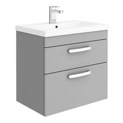 Brooklyn 600mm Grey Mist 2 Drawer Wall Hung Vanity Unit