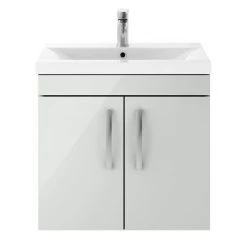 Brooklyn 600mm Grey Mist 2 Door Wall Hung Vanity Unit -Cloakroom Vanity Units Shop BWH6GM d3 460