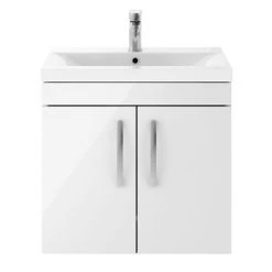 Brooklyn 600mm Gloss White 2 Door Wall Hung Vanity Unit -Cloakroom Vanity Units Shop BWH6GW d4 460