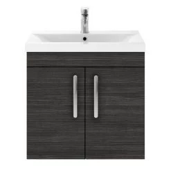 Brooklyn 600mm Black 2 Door Wall Hung Vanity Unit -Cloakroom Vanity Units Shop BWH6HB d4 460