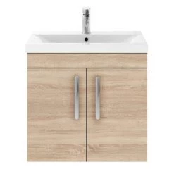 Brooklyn 600mm Natural Oak 2 Door Wall Hung Vanity Unit 7 Brooklyn 600mm Natural Oak 2 Door Wall Hung Vanity Unit -Cloakroom Vanity Units Shop BWH6N n d5 460