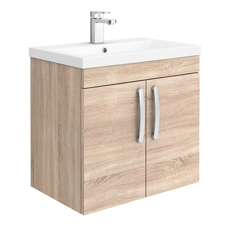 Brooklyn 600mm Natural Oak 2 Door Wall Hung Vanity Unit 1 Brooklyn 600mm Natural Oak 2 Door Wall Hung Vanity Unit