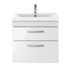 Brooklyn 600mm White Gloss 2 Drawer Wall Hung Vanity Unit -Cloakroom Vanity Units Shop BWH6W2D detail1 460