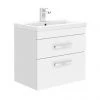 Brooklyn 600mm White Gloss 2 Drawer Wall Hung Vanity Unit