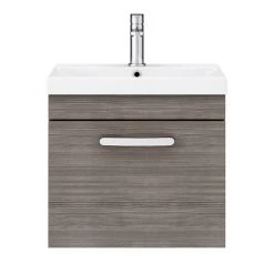 Brooklyn 500 Grey Avola Wall Hung 1-Drawer Vanity Unit with Thin-Edge Basin -Cloakroom Vanity Units Shop BWHSD5GATE n d2 460