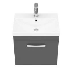 Brooklyn 500 Gloss Grey Wall Hung 1-Drawer Vanity Unit with Thin-Edge Basin -Cloakroom Vanity Units Shop BWHSD5GGTE d6 460