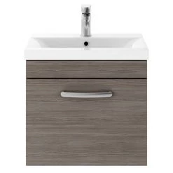 Brooklyn 500mm Grey Avola Wall Hung Vanity Unit - Single Drawer 7 Brooklyn 500mm Grey Avola Wall Hung Vanity Unit - Single Drawer -Cloakroom Vanity Units Shop BWHSD5GRY d2 460