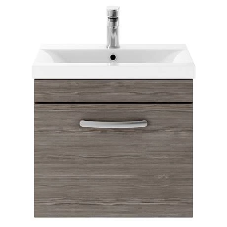 Brooklyn 500mm Grey Avola Wall Hung Vanity Unit - Single Drawer 3 Brooklyn 500mm Grey Avola Wall Hung Vanity Unit - Single Drawer - Image 3