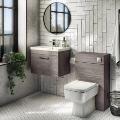 Brooklyn 500mm Grey Avola Wall Hung Vanity Unit - Single Drawer 9 Brooklyn 500mm Grey Avola Wall Hung Vanity Unit - Single Drawer -Cloakroom Vanity Units Shop BWHSD5GRY n d4 460