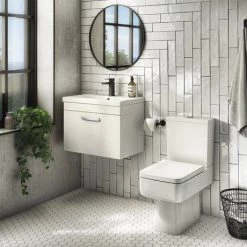 Brooklyn 500 Gloss White Wall Hung 1-Drawer Vanity Unit with Thin-Edge Basin -Cloakroom Vanity Units Shop BWHSD5WHTTE D5 460