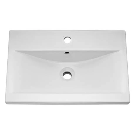 Brooklyn 600mm Grey Avola Wall Hung 1-Drawer Vanity Unit with Brushed Brass Handle 2 Brooklyn 600mm Grey Avola Wall Hung 1-Drawer Vanity Unit with Brushed Brass Handle - Image 2