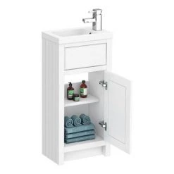 Chatsworth Traditional White Small Vanity - 400mm Wide -Cloakroom Vanity Units Shop C400WHT d1 460
